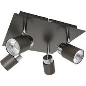 Hades Plate Square Gloss Graphite Chrome effect 4 Light Spotlight. - SR1.4.2.