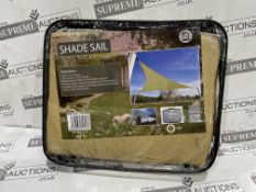 30 X BRAND NEW ASAB SAND SAIL SHADES WITH 3 X 1.5M ROPES 3.6 X 3.6 X 3.6M TRIANGLES (LOC: 41.1-