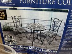 BRAND NEW Alpine Corporation Indoor/Outdoor Marbled Glass Mosaic 3-Piece Bistro Set Folding Table