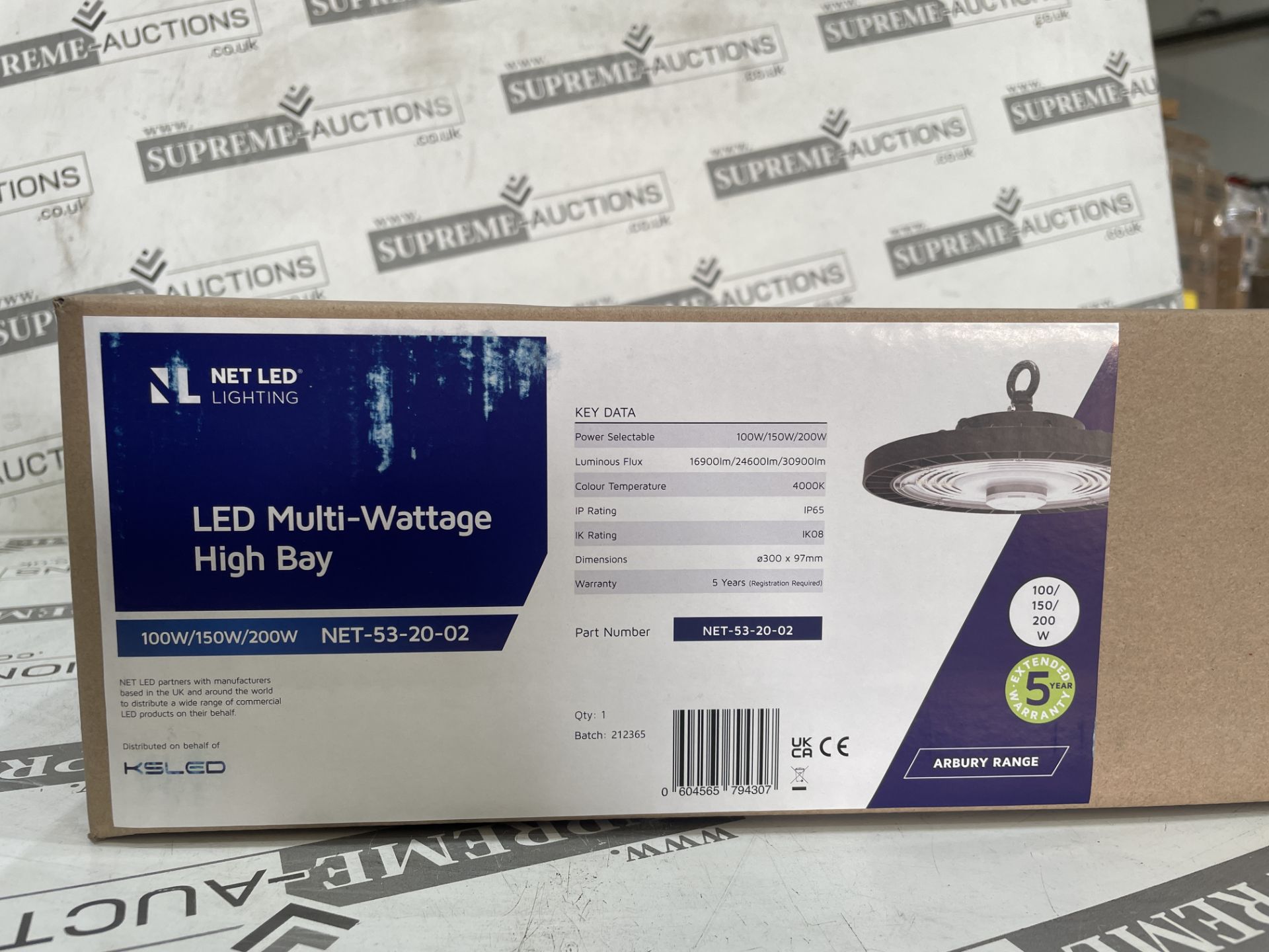 5 X BRAND NEW NET LED LIGHTING LED MULTIWAY WATTAGE HIGH BAY LIGHTS 100W/150W/200W, 16900LM/