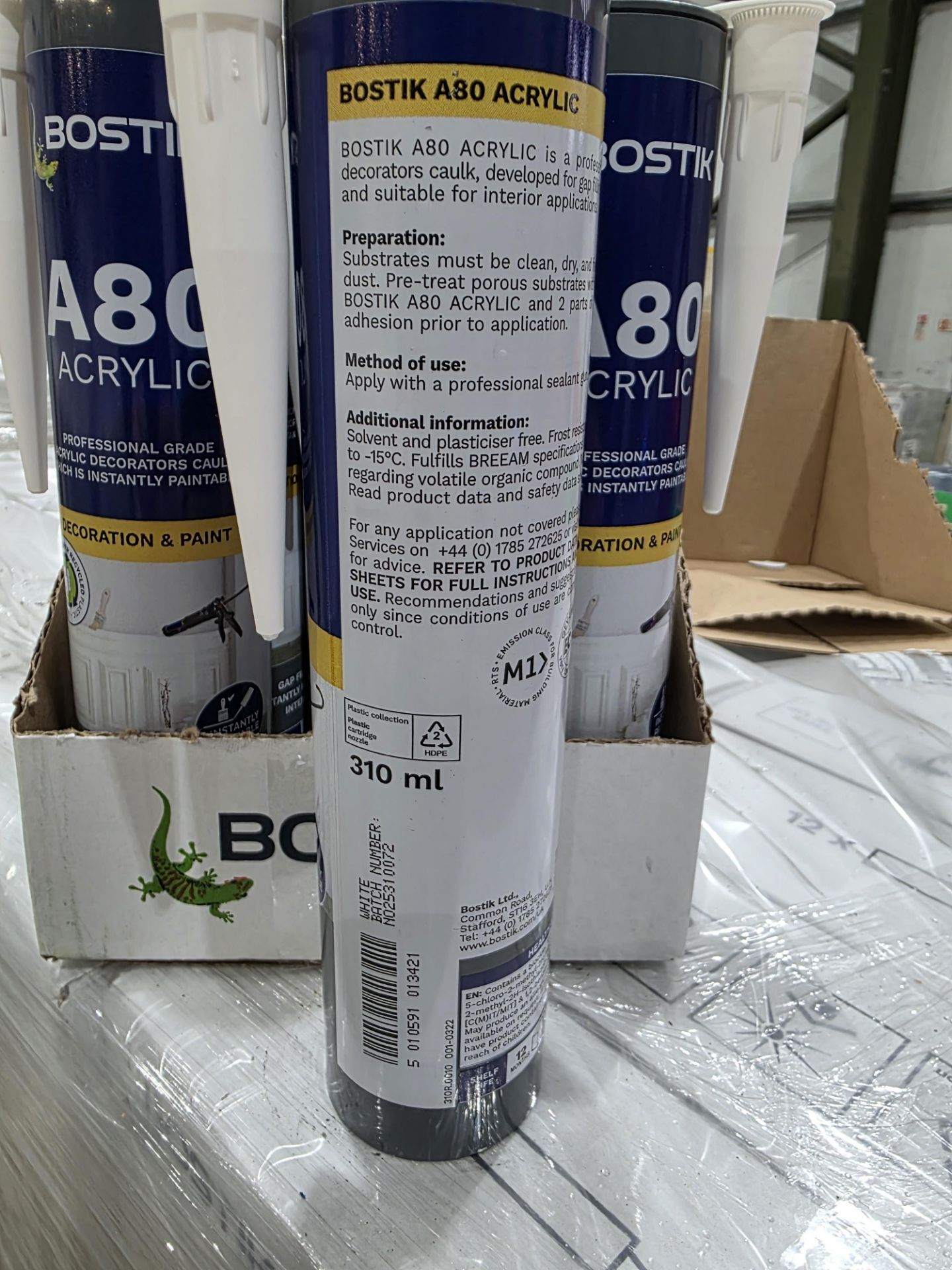 Pallet to Contain 480 x Bostik Pro A80 Acrylic Decorators Caulk 310ml White. RRP £6.48 per tube. - Image 4 of 4