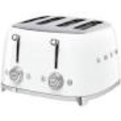 Smeg TSF03WHUK Retro Toaster, 4 Slice, White RRP £289.99 (LOC: RS2.2.9-SM257)