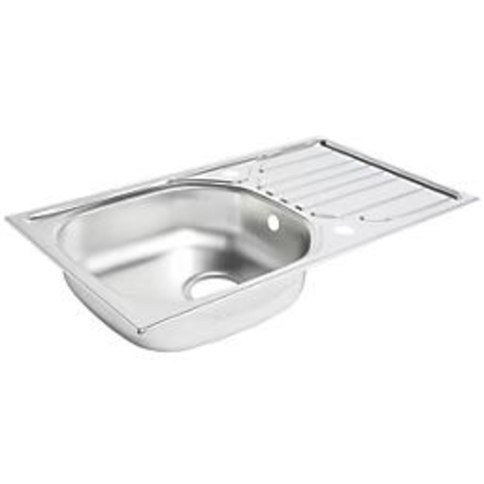 Essentials 1 Bowl Stainless Steel Kitchen Sink & Drainer 760mm x 430mm (LOC: SR2.4.3-AD508)