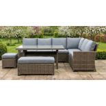Luxury Grey Corner Rattan Casual Garden Dining and Lounge Set 9 Seater. RRP £1,499. VERSATILITY: