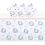 69 X BRAND NEW PACKS OF 3 Elephant Tablecloths for Baby Shower Decor, Pink Hearts (54 x 108 in) (