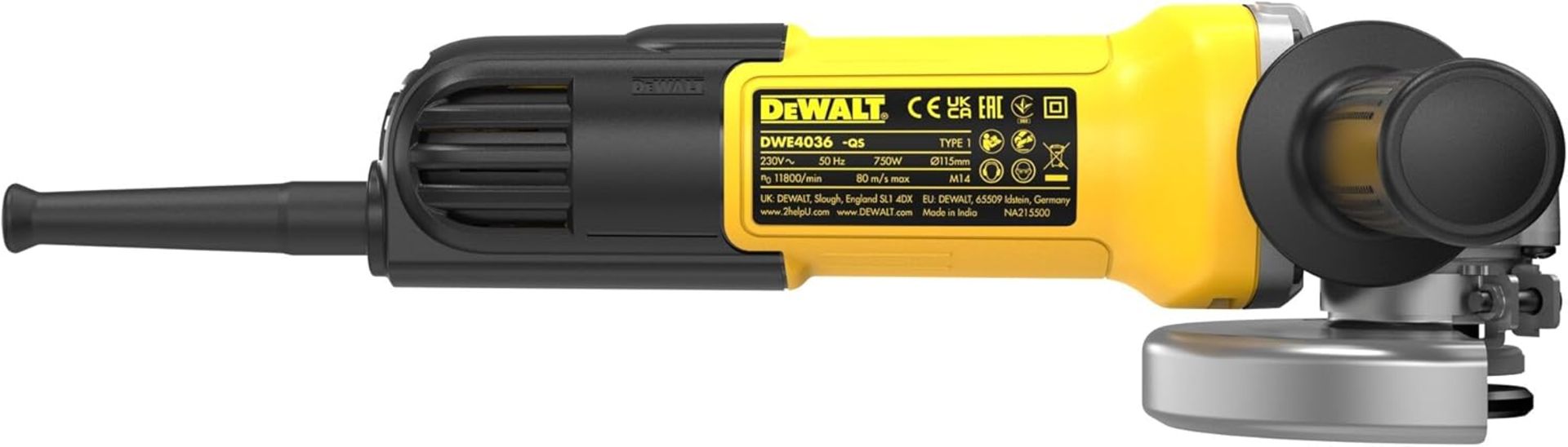 DEWALT DWE4036-GB RRP £57.98 750W 115mm Angle Grinder, 750W MOTOR: Powerful motor for fast and - Image 2 of 3