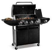 Campfire Original 5 Gas Burner 4+1 Garden Grill, Steel Warming Rack, Side-Burner, Storage & Built-in