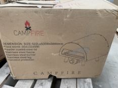Boxed Campfire Pizza Oven, 552Lx500Wx389H, Pizza stone 304x304mm with a powder coated steel lid,