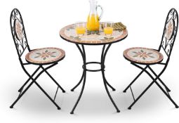 BRAND NEW Alpine Corporation Indoor/Outdoor 3-Piece Mosaic Bistro Set Folding Table and Chairs Patio