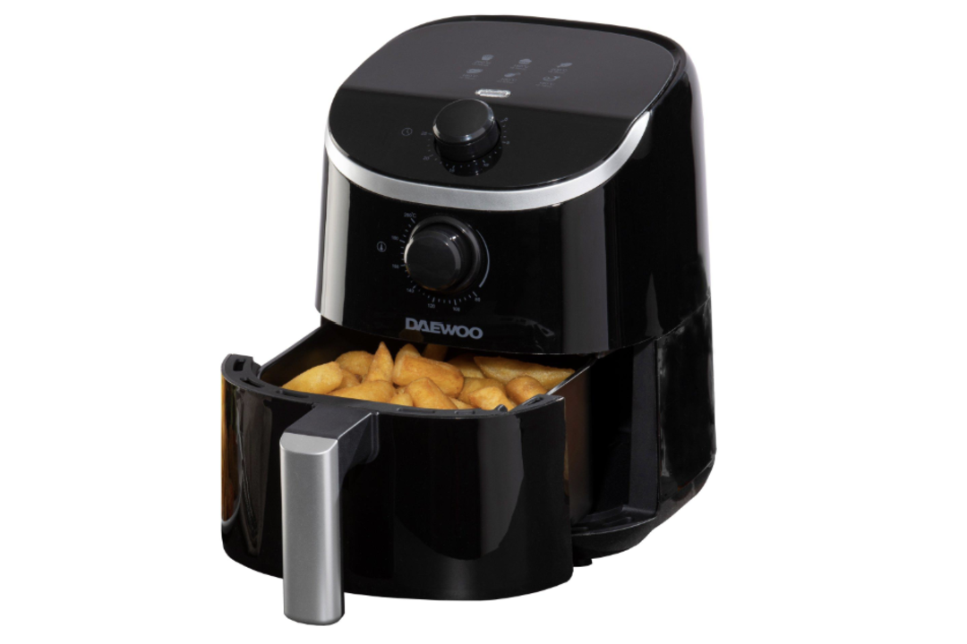 Daewoo Compact Air Fryer 2 Litre Mini Dial Control Energy Efficient Oil Free Black, (LOC: NH2.3-
