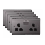 7 x Boxed New BG Nexus NBN22B 13A Switched Double Plug Socket 2 Gang Decorative Metal Power Outlet