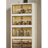 No-Install Storage Cabinet, Wheeled, Foldable, Magnetic, Large Capacity, Nightstand, 55cm Wide, Four