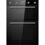 Cookology CDO900BK 90cm Black Glass Built-in Electric Double Oven & timer [Energy Class A],