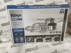 BRAND NEW Ninja ZEROSTICK Stainless Steel 3-Piece Saucepan Set C63000UK RRP£239.99 (LOC: 48.15-