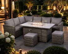 Brand New & Boxed Ivy Luxury 8 Seat Rattan Firepit Garden Set. RRP £2,199. Dark Grey. The Ivy 8 Seat