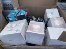 LARGE BOX PALLET TO CONTAIN A QUANTITY OF ASSORTED GOODS FROM A MAJOR DIY SUPPLIER INCLUDING TABLE