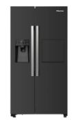 REFURBISHED Hisense RS694N4BBE Plumbed Total No Frost American Fridge Freezer - Black - E Rated