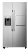 REFURBISHED Hisense RS694N4BCE Plumbed Total No Frost American Fridge Freezer - Stainless Steel -