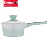 Boxed Debo Rosani 18 cm Non-Stick Milk Pan, is made of a durable titanium alloy with a coating-free,