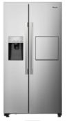 REFURBISHED Hisense RS694N4BCE Plumbed Total No Frost American Fridge Freezer - Stainless Steel -