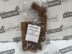 15 X BRAND NEW ECOCHOO MEDIUM PACK CINNAMON WOOD CHEW TRIPLE PACK WITHPREMIUM ROPE TOY (LOC: 18.11-