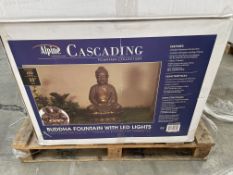 BRAND NEW Alpine Corporation 84 cm Tall Indoor/Outdoor Meditating Buddha Water Fountain Yard Décor