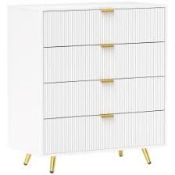 HOMCOM Elegant Four-Drawer Bedside Table - White. Elegant design: Bedroom drawers has textured