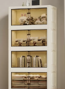 No-Install Storage Cabinet, Wheeled, Foldable, Magnetic, Large Capacity, Nightstand, 55cm Wide, Four