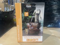 3 X BRAND NEW Alpine Corporation 36 cm Tall Outdoor 2-Tier Water Pump Barrel Fountain with LED