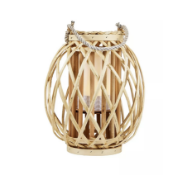 Box to contain 4 x Brand New Naxos Oval LED Willow & Rattan Lantern RRP £49, An oval lantern in