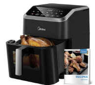 Midea Air Fryer with Window 7L, Rapid Air Technology, 90% Less Oil & Max Crisp, Energy Saving, 7-