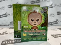 192 X BRAND NEW 7TH HEAVEN TIMTOM THE ORANGUTAN FACE MASKS BANANA AND COCONUT RRP £9 EACH (LOC: 23.