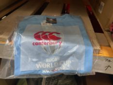10 X BRAND NEW CANTEBURY BLUE ENGLAND RUGBY T SHIRTS SIZE 12 YEARS (LOC: 30.3-BB3603 - 1P)