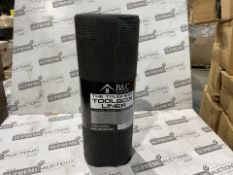 12 X BRAND NEW B AND G HOME GOODS ROLLS OF THE TOUGHEST TOOLBOX LINER RRP £95 EACH. 18 INCHES X 24