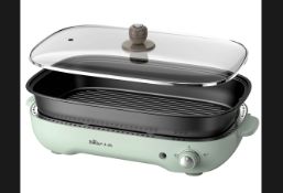 Boxed Bear Electrical BBQ Grill Pan RRP £69 with Hot Pot, Grill, and 6-Hole Pans, 1200-1400W