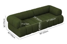 BRAND NEW HOMARY Nimbus 2110mm 2-Seater Channel Chenille Velvet Loveseats Sofa RRP £849. Embrace