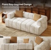 BRAND NEW HOMARY Nimbus 79" 2-Seater Velvet Sectional Sofa RRP £899. Channel tufting traces rhythmic