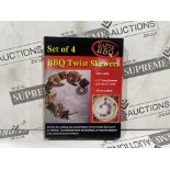 60 X BRAND NEW MAXIM SETS OF 4 BBQ TWIST SKEWERS, 15 INCH LONG SKEWERS NON STICK (LOC: 18.9-AA7763 -