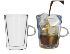 Box to contain 24 x Sets of 2 Double Wall Coffee / Tea Mugs 250ml with Handles Insulated Heat-
