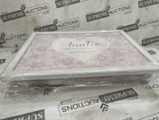 Box to contain 10 x Brand New Arora Designs Said with Sentiment - Auntie Lap , With a wipe clean