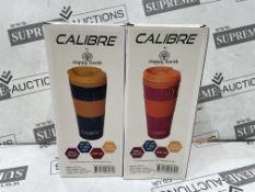 75 X BRAND NEW HAPPY EARTH CALIBRE TRAVEL MUGS, SPILL PROOF, UPTO 5 HOURS HOT, 400ML, EASY CLEAN (
