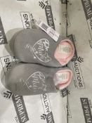 Box to contain 24 x Brand New Pairs of Said with Sentiment Varied Designs Slippers, Varied Sizes,