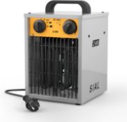 2 X SIAL Industrial Electric Heater 2000W Fan Space Heaters Adjustable Thermostat & Overheating
