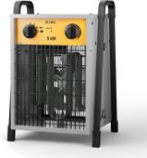 SIAL Industrial Electric Heater 5000W Fan Space Heaters 400V Adjustable Thermostat & Overheating