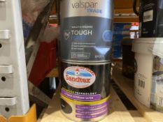 2PC MIXED LOT INCLUDING 2.5L SANDEX INTERIOR SATIN BLACK PAINT, VALSPAR BASE A (LOC: R34.4-B883 -