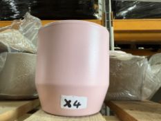 4 X BRAND NEW PINK CERAMIC PLANT POTS 12CM (LOC: R32.2-B222 - 1P)