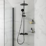 GoodHome Cavally Matt Black Wall-mounted Thermostatic Multi head shower (LOC: SR1.4.6-AH375)