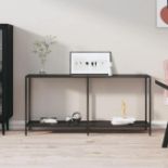 Boxed Black Console Table, 160 x 35 x 75.5 cm Tempered Glass, Console Table, Entrance Console Table,