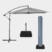 Boxed Grey 3m Cantilever Parasol, Base & Cover Set (LOC: SR5.4.1-VN254)
