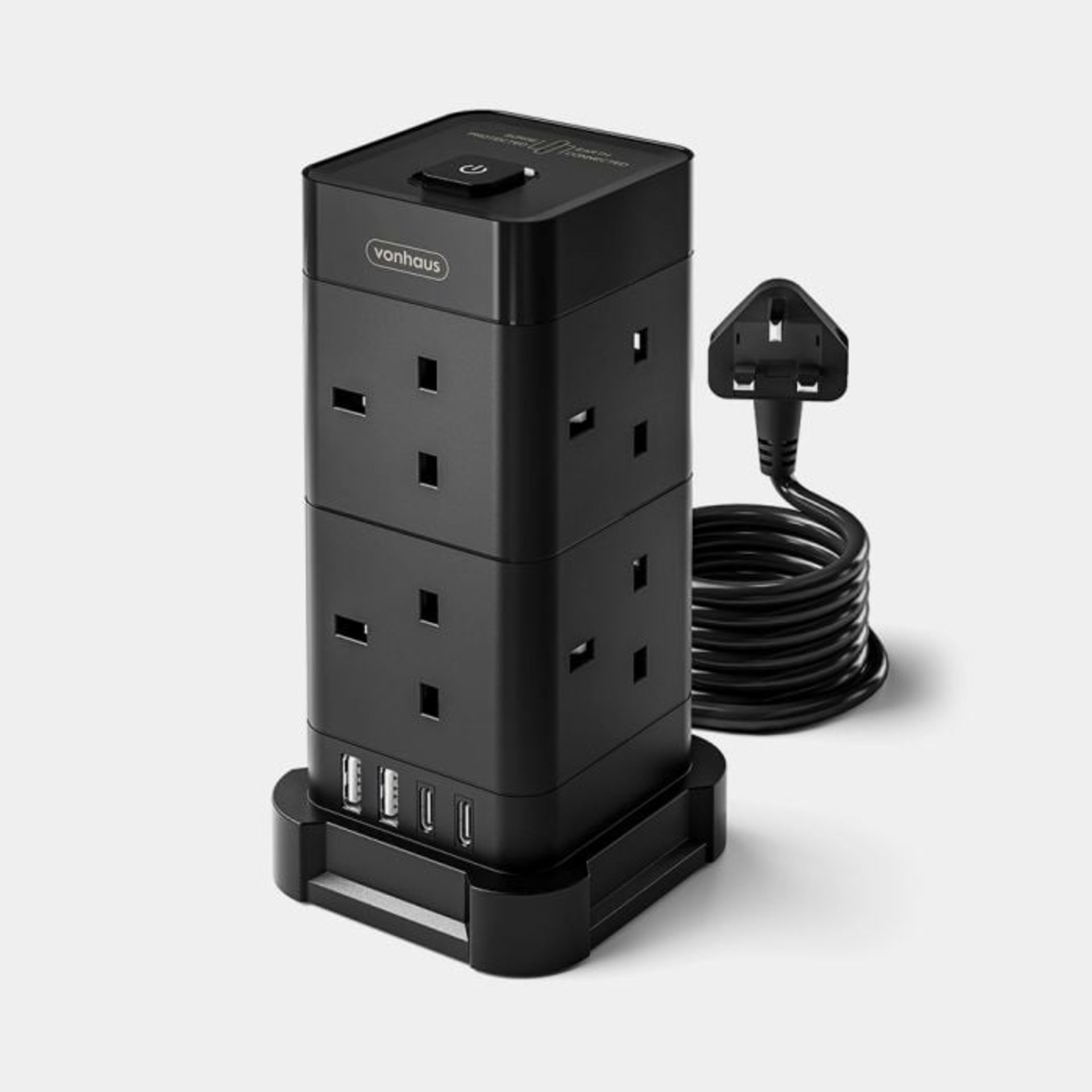 Boxed Tower Extension Lead with USB, Power Surge Protection 2M Cable (LOC: SR5(4.2)-VN236)
